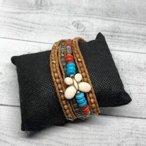 BUNDLE 2 artisan made southwestern boho festival style bracelets layered look.